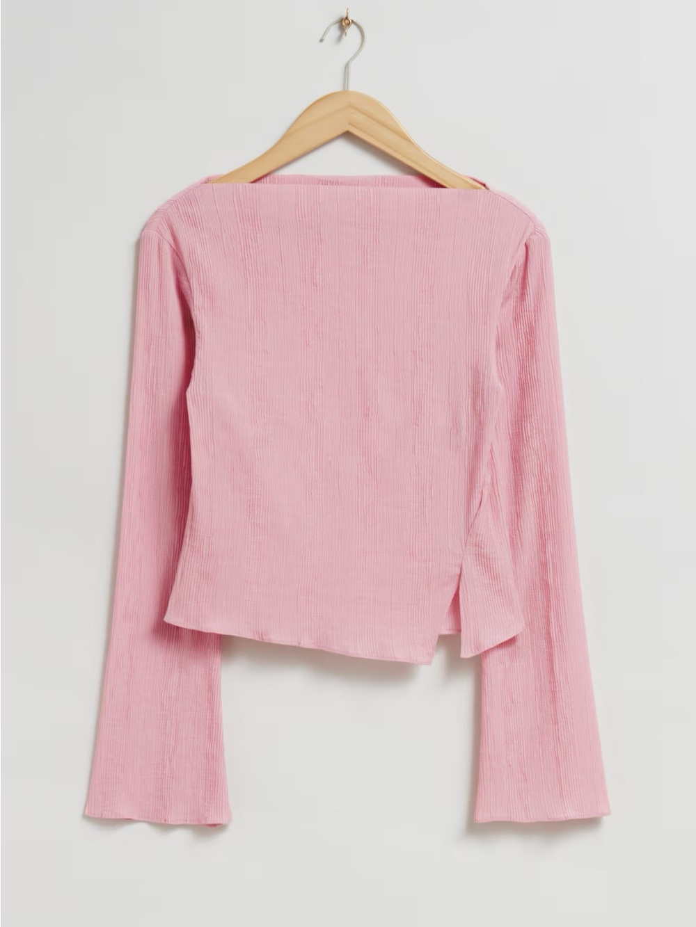 & Other Stories Pink Asymmetric Frilled Textured Top Size 10